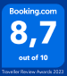 Selo de nota 8,7 de 10 no Booking.com